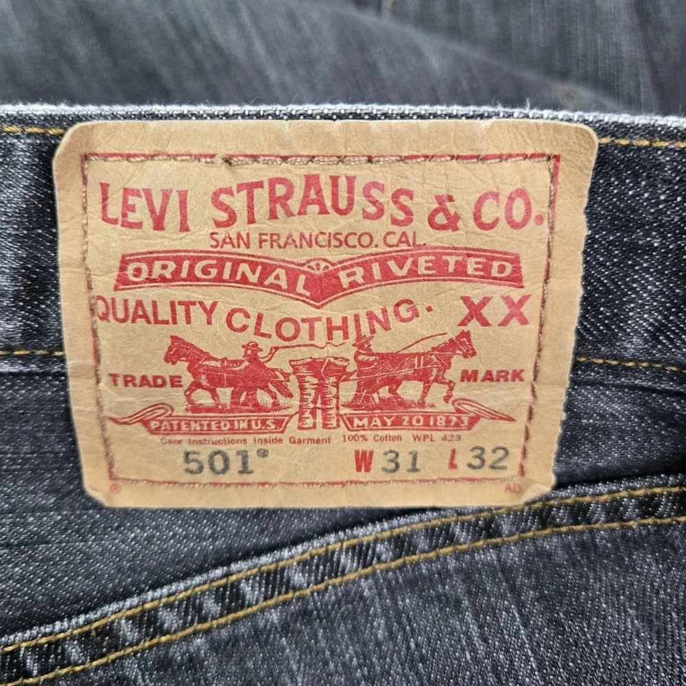 VINTAGE Levi's 501 Men Jeans 31X32 Gray‎ Denim Y2K Original Fit Straight